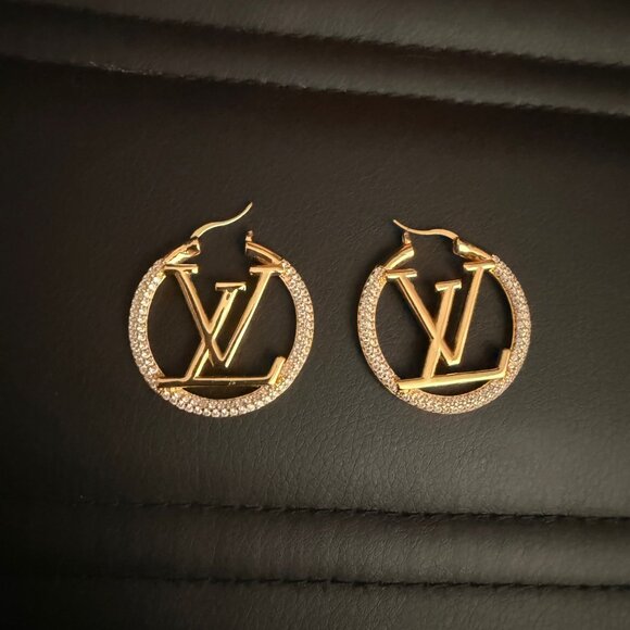 Louis Vuitton Hoop Rhinestone Earrings - Picture 3 of 5